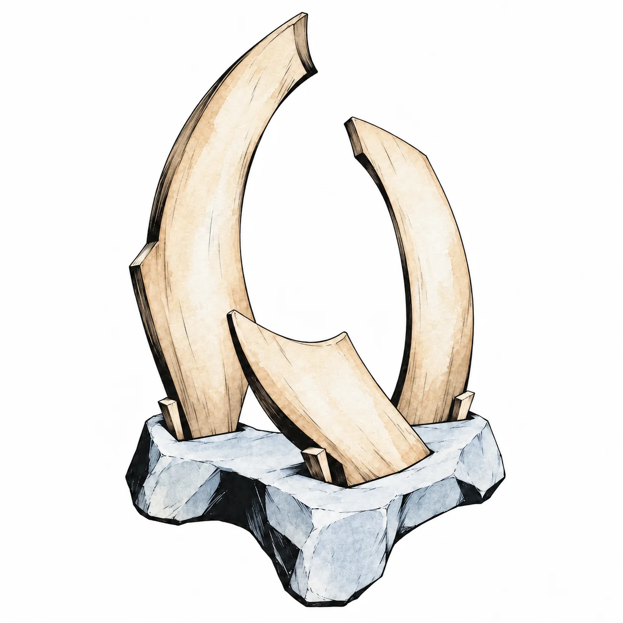 Three unequal shaped pieces make the space between them the centre of the sculpture.